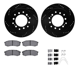 R1 Concepts® - Drilled and Slotted Rear Brake Kit with Semi-Metalic Pads