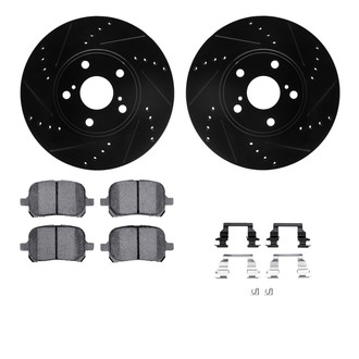 R1 Concepts® - Drilled and Slotted Front Brake Kit with Semi-Metalic Pads
