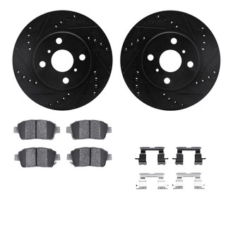 R1 Concepts® - Drilled and Slotted Front Brake Kit with Semi-Metalic Pads
