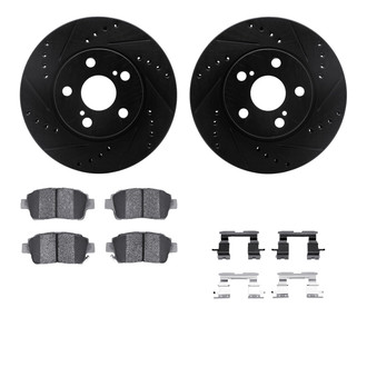 R1 Concepts® - Drilled and Slotted Front Brake Kit with Semi-Metalic Pads