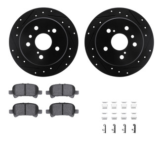 R1 Concepts® - Drilled and Slotted Rear Brake Kit with Semi-Metalic Pads