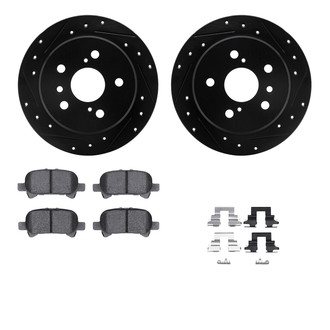 R1 Concepts® - Drilled and Slotted Rear Brake Kit with Semi-Metalic Pads