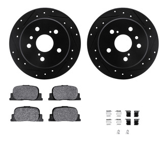 R1 Concepts® - Drilled and Slotted Rear Brake Kit with Semi-Metalic Pads