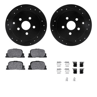 R1 Concepts® - Drilled and Slotted Rear Brake Kit with Semi-Metalic Pads