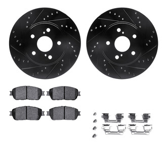 R1 Concepts® - Drilled and Slotted Front Brake Kit with Semi-Metalic Pads