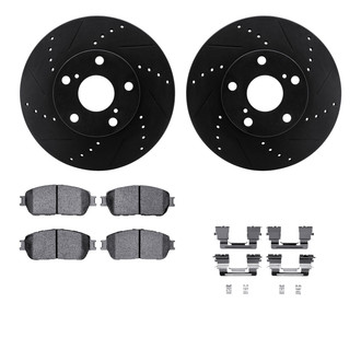 R1 Concepts® - Drilled and Slotted Front Brake Kit with Semi-Metalic Pads