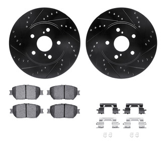 R1 Concepts® - Drilled and Slotted Front Brake Kit with Semi-Metalic Pads