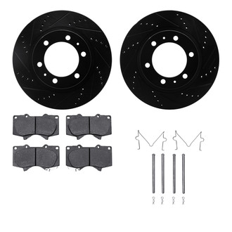R1 Concepts® - Drilled and Slotted Brake Kit with Semi-Metalic Pads