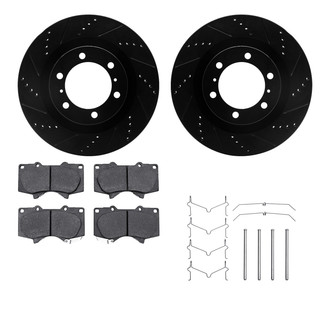 R1 Concepts® - Drilled and Slotted Front Brake Kit with Semi-Metalic Pads