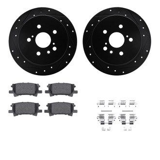 R1 Concepts® - Drilled and Slotted Rear Brake Kit with Semi-Metalic Pads