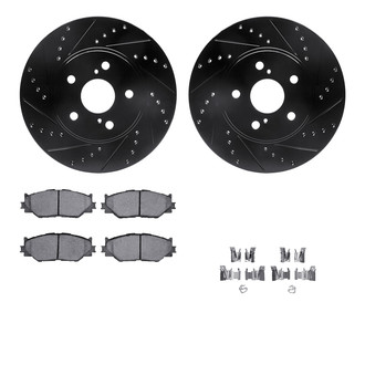 R1 Concepts® - Drilled and Slotted Front Brake Kit with Semi-Metalic Pads