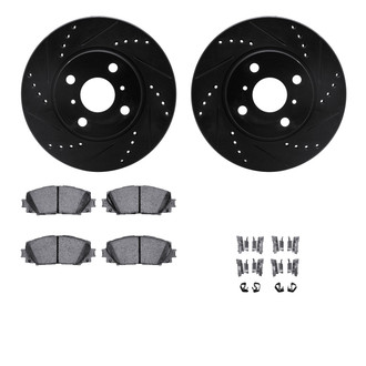 R1 Concepts® - Drilled and Slotted Front Brake Kit with Semi-Metalic Pads