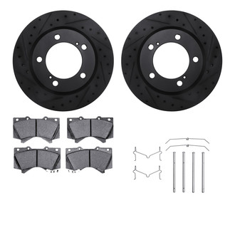 R1 Concepts® - Drilled and Slotted Front Brake Kit with Semi-Metalic Pads