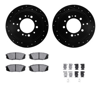R1 Concepts® - Drilled and Slotted Rear Brake Kit with Semi-Metalic Pads