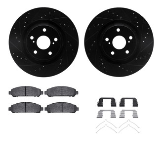 R1 Concepts® - Drilled and Slotted Front Brake Kit with Semi-Metalic Pads