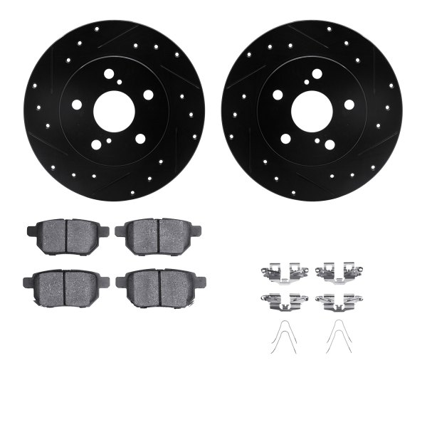  R1 Concepts® - Drilled and Slotted Rear Brake Kit with Semi-Metalic Pads