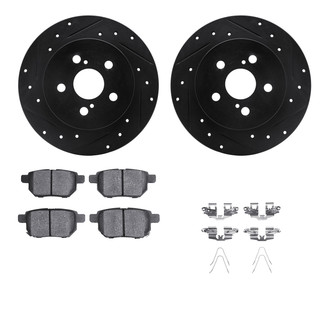 R1 Concepts® - Drilled and Slotted Rear Brake Kit with Semi-Metalic Pads