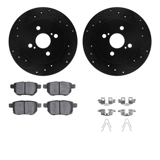 R1 Concepts® - Drilled and Slotted Rear Brake Kit with Semi-Metalic Pads