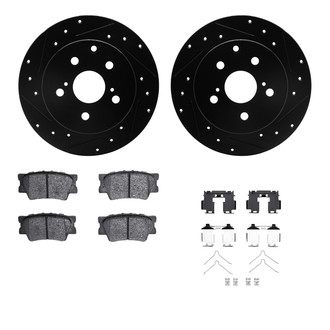 R1 Concepts® - Drilled and Slotted Brake Kit with Semi-Metalic Pads