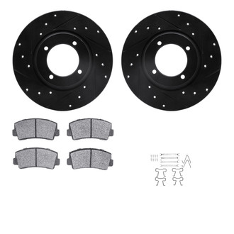 R1 Concepts® - Drilled and Slotted Brake Kit with Semi-Metalic Pads