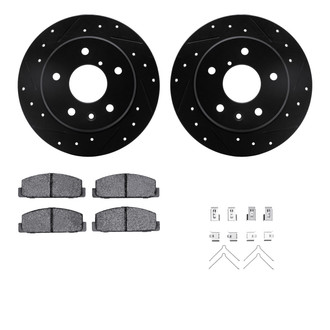 R1 Concepts® - Drilled and Slotted Rear Brake Kit with Semi-Metalic Pads