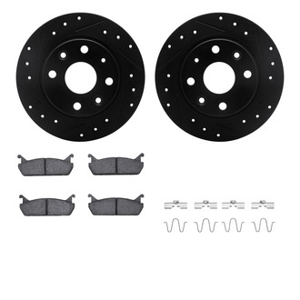 R1 Concepts® - Drilled and Slotted Rear Brake Kit with Semi-Metalic Pads
