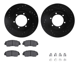 R1 Concepts® - Drilled and Slotted Front Brake Kit with Semi-Metalic Pads