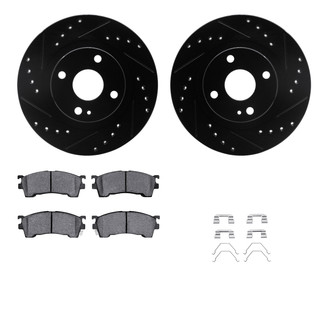R1 Concepts® - Drilled and Slotted Front Brake Kit with Semi-Metalic Pads