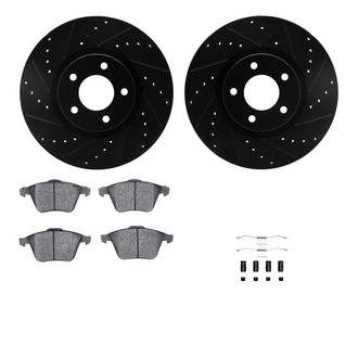 R1 Concepts® - Drilled and Slotted Front Brake Kit with Semi-Metalic Pads