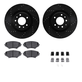 R1 Concepts® - Drilled and Slotted Brake Kit with Semi-Metalic Pads