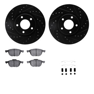 R1 Concepts® - Drilled and Slotted Front Brake Kit with Semi-Metalic Pads