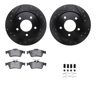 R1 Concepts® - Drilled and Slotted Rear Brake Kit with Semi-Metalic Pads