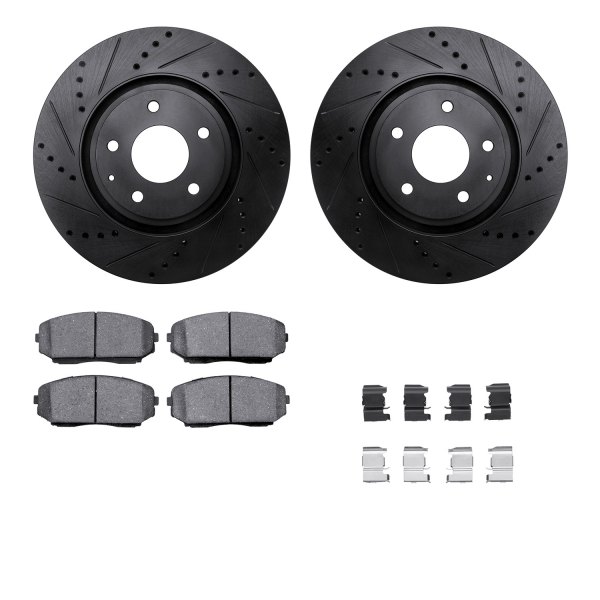  R1 Concepts® - Drilled and Slotted Front Brake Kit with Semi-Metalic Pads