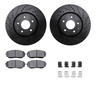 R1 Concepts® - Drilled and Slotted Front Brake Kit with Semi-Metalic Pads