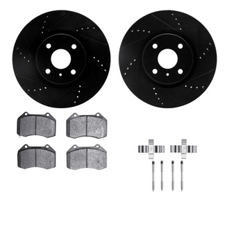 R1 Concepts® - Drilled and Slotted Front Brake Kit with Semi-Metalic Pads