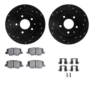 R1 Concepts® - Drilled and Slotted Rear Brake Kit with Semi-Metalic Pads