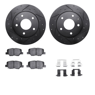 R1 Concepts® - Drilled and Slotted Rear Brake Kit with Semi-Metalic Pads