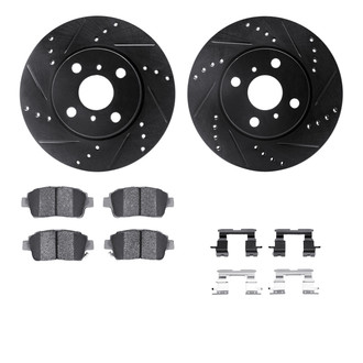 R1 Concepts® - Drilled and Slotted Front Brake Kit with Semi-Metalic Pads