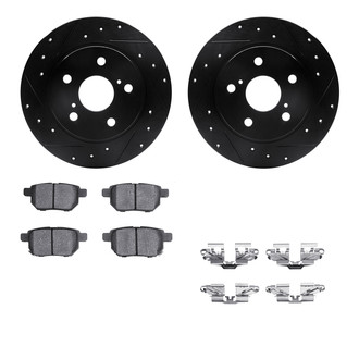 R1 Concepts® - Drilled and Slotted Rear Brake Kit with Semi-Metalic Pads