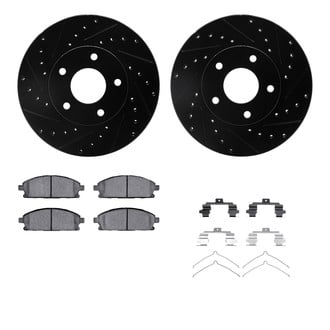 R1 Concepts® - Drilled and Slotted Front Brake Kit with Semi-Metalic Pads