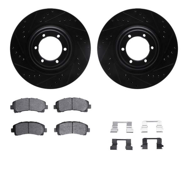  R1 Concepts® - Drilled and Slotted Front Brake Kit with Semi-Metalic Pads