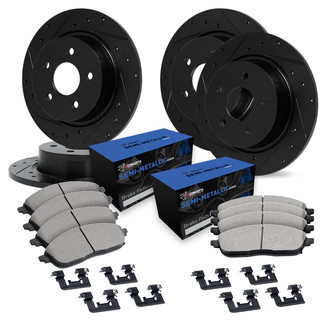 R1 Concepts® - Drilled and Slotted Brake Kit with Semi-Metalic Pads