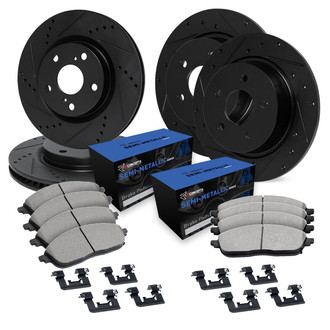 R1 Concepts® - Drilled and Slotted Brake Kit with Semi-Metalic Pads