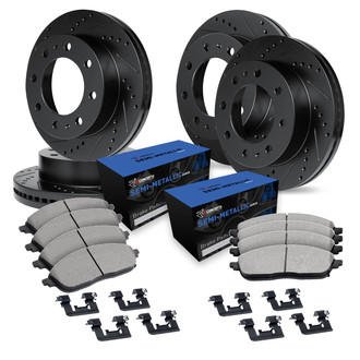 R1 Concepts® - Drilled and Slotted Brake Kit with Semi-Metalic Pads