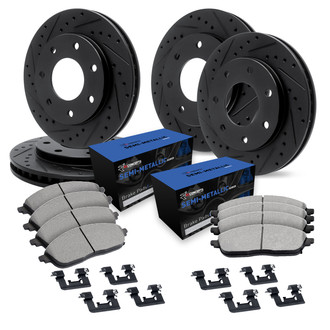 R1 Concepts® - Drilled and Slotted Brake Kit with Semi-Metalic Pads