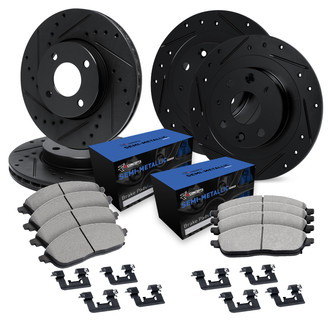 R1 Concepts® - Drilled and Slotted Brake Kit with Semi-Metalic Pads