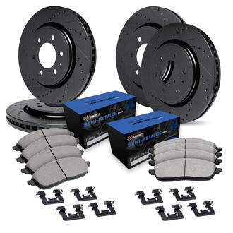 R1 Concepts® - Drilled and Slotted Brake Kit with Semi-Metalic Pads