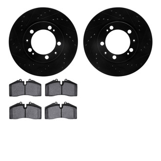 R1 Concepts® - Drilled and Slotted Front Brake Kit with Semi-Metalic Pads