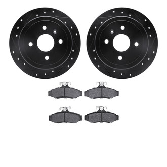R1 Concepts® - Drilled and Slotted Rear Brake Kit with Semi-Metalic Pads