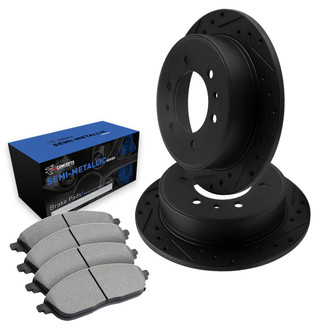 R1 Concepts® - Drilled and Slotted Rear Brake Kit with Semi-Metalic Pads